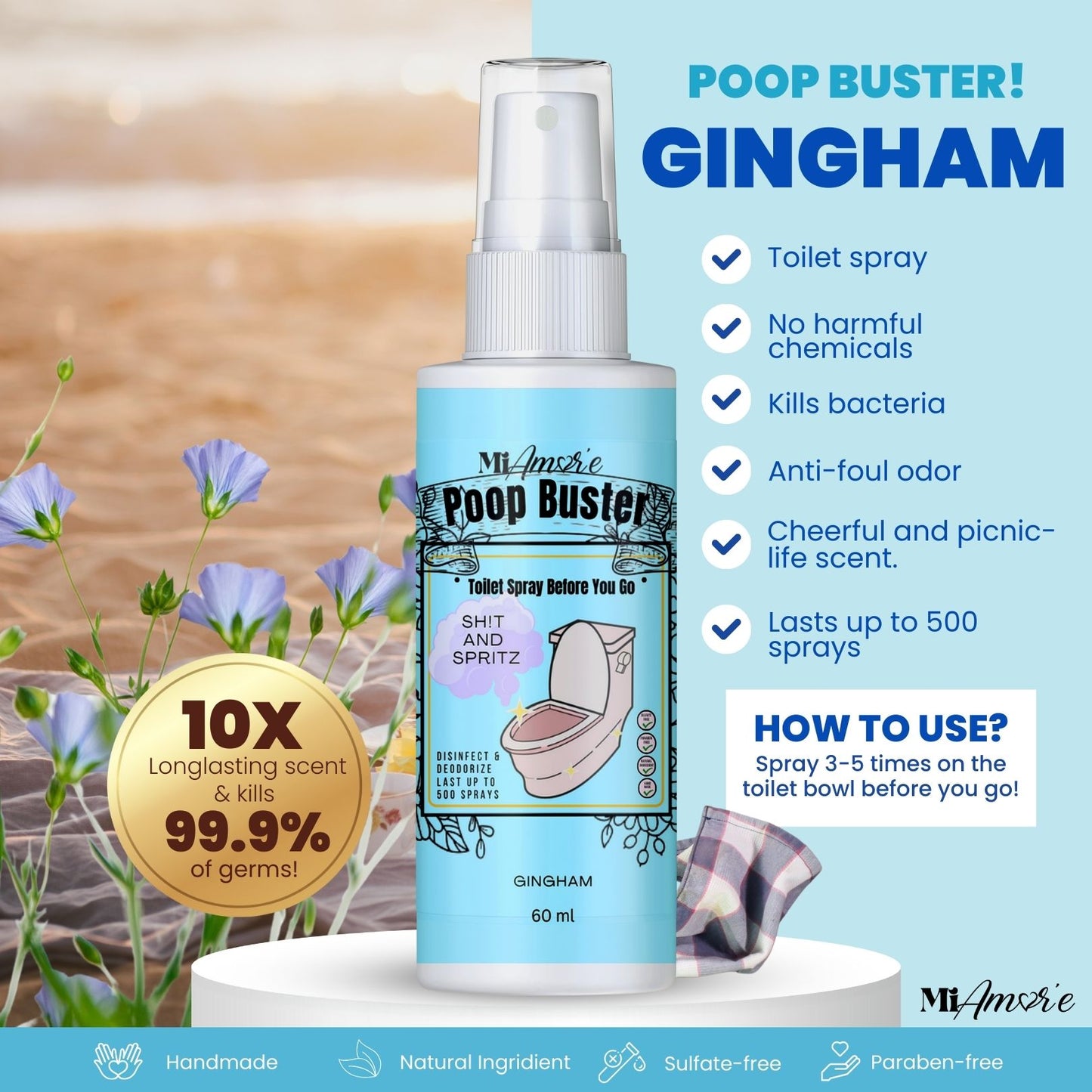 Mi Amore POOP BUSTER! Toilet Spray, Odor Eliminator, POOP spray before yo go!